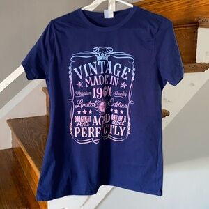 Women’s Blue T-Shirt “Vintage Made In 1964“ 61st Birthday Party Size Large